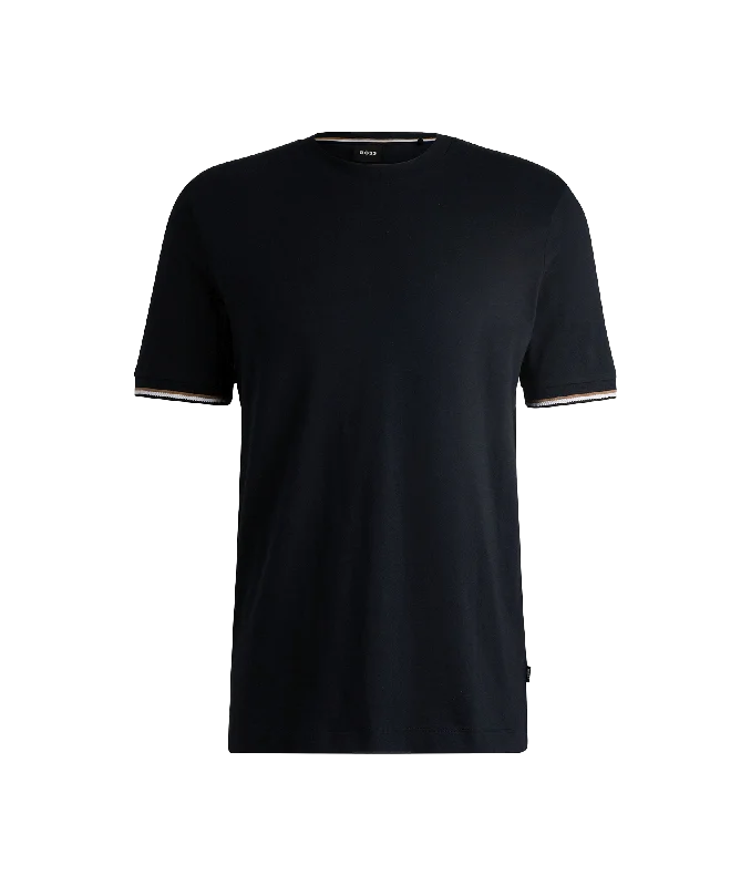 Thompson T-shirt With Signature-stripe Cuffs - Navy