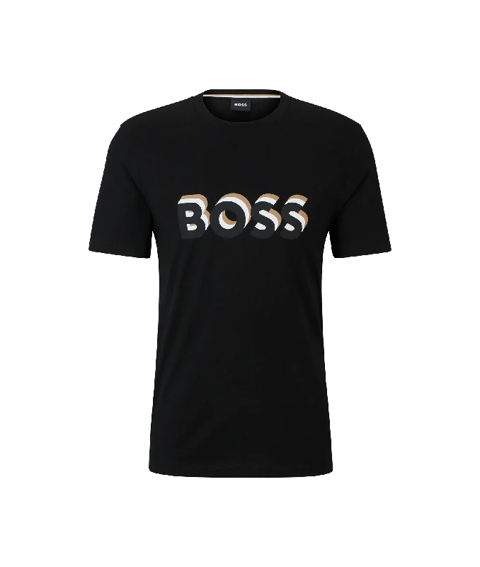 Cotton-jersey T-shirt With Logo in Signature Colours - Black