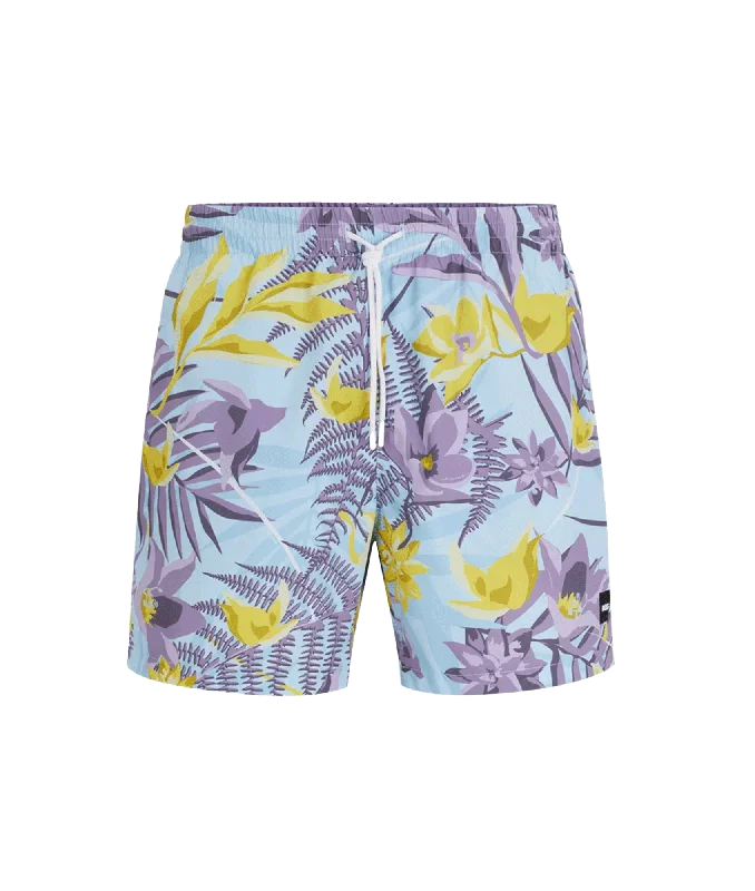 Tropical-print Quick-drying Swim Shorts With Logo Badge - Multi