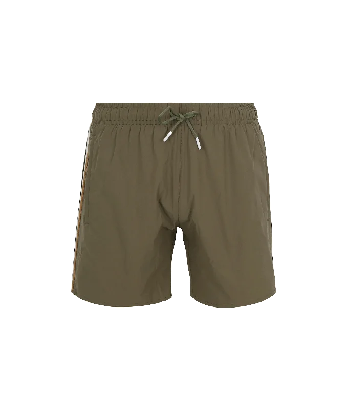 Swim Shorts With Signature Stripe and Logo - Green