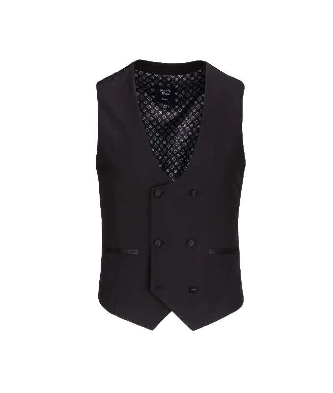 Double Button Detail Waistcoat - Black