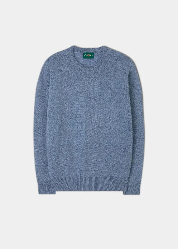 Men's Lambswool Crew Neck Jumper in Light Blue  - Classic Fit