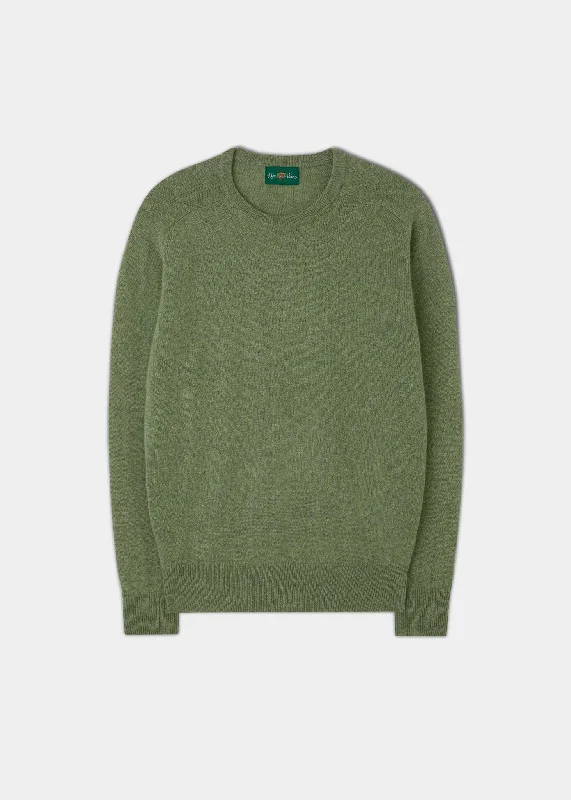 Men's Lambswool Crew Neck Jumper in Light Green  - Classic Fit