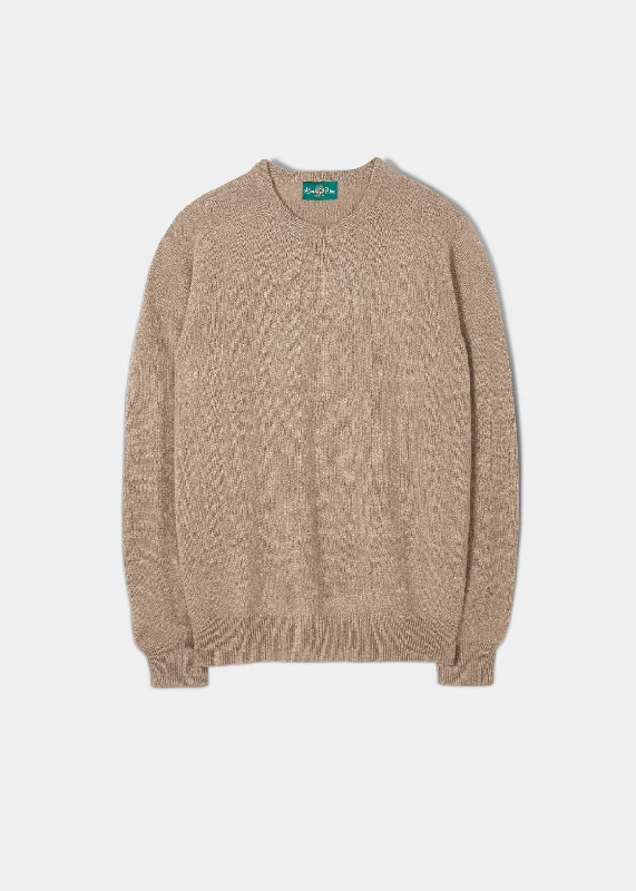 Men's Lambswool Crew Neck Jumper in Linen - Classic Fit