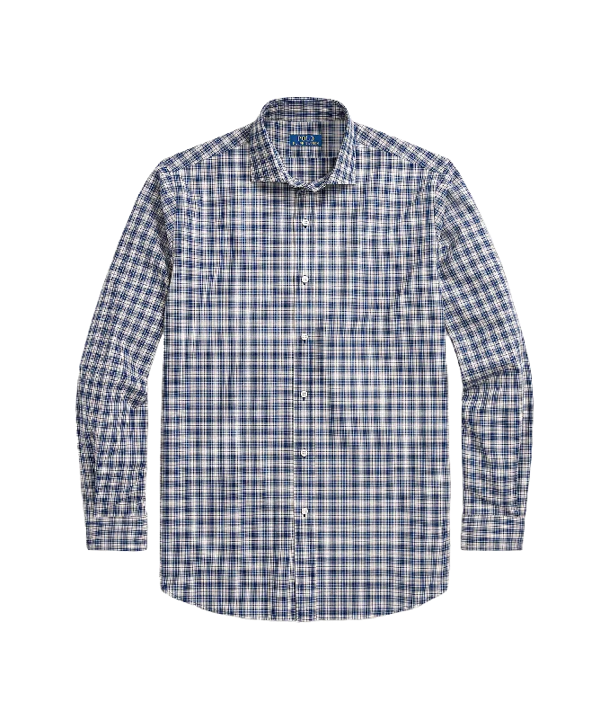 Custom Fit Plaid Stretch Poplin Shirt - Multi