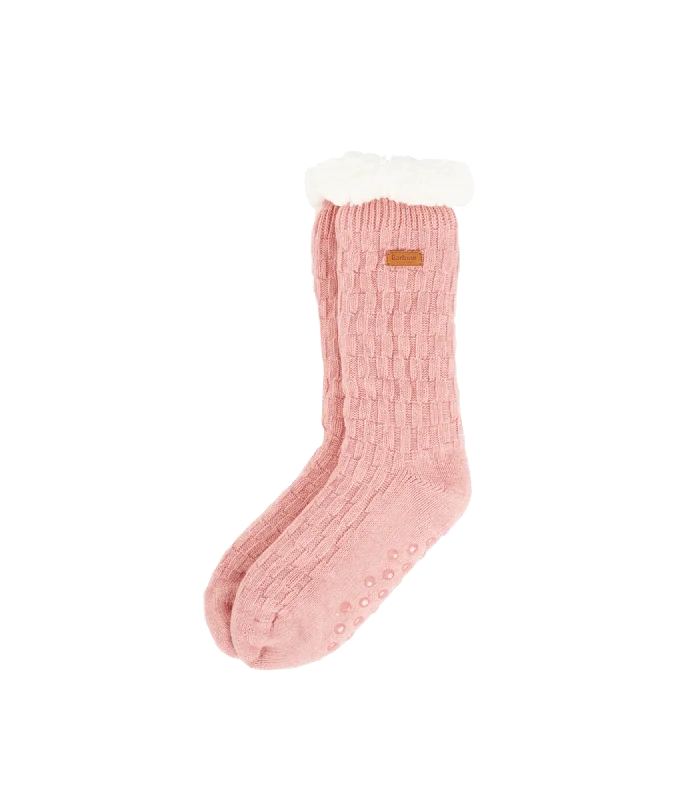 Cable Knit Lounge Socks - Pink