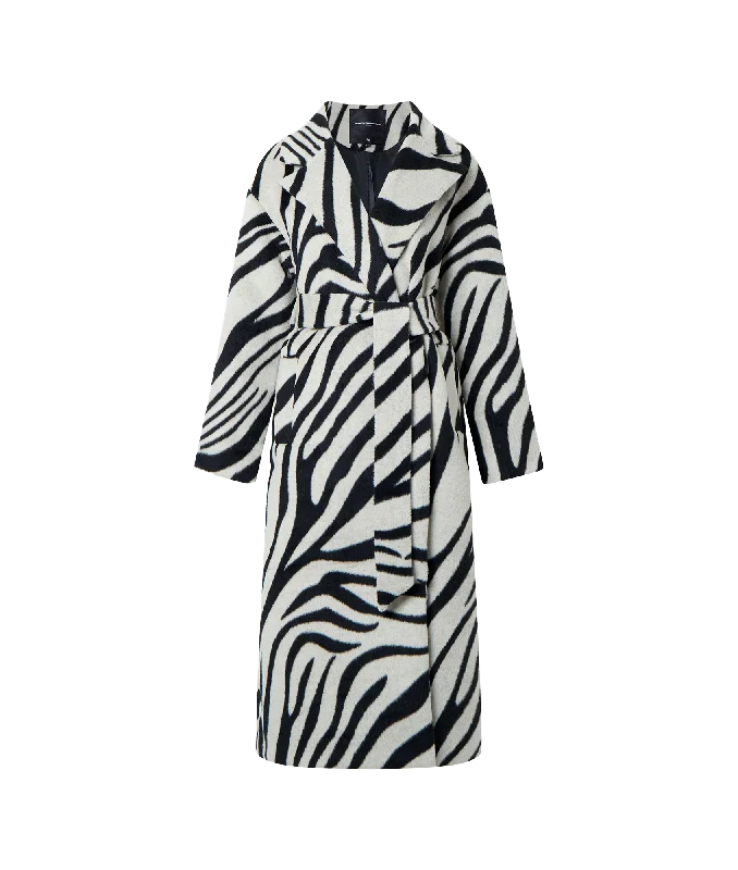 Grace Zebra Belted Coat - Multi