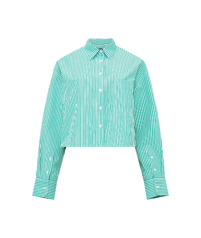 Alissa Stripe Cropped Shirt - Green