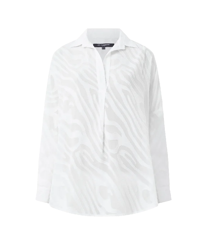 Zebra Devore Popover Shirt - White