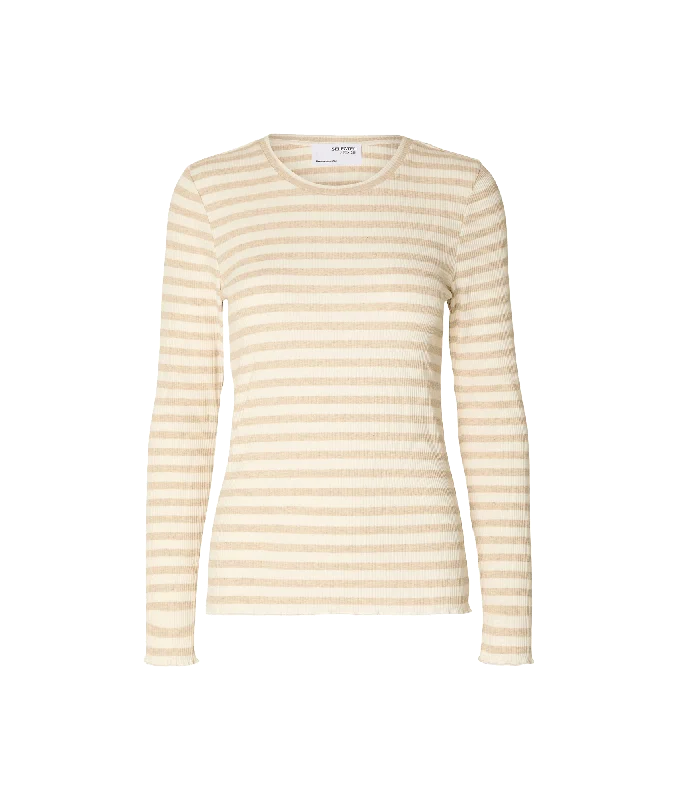 Striped Long-sleeved T-shirt - Cream