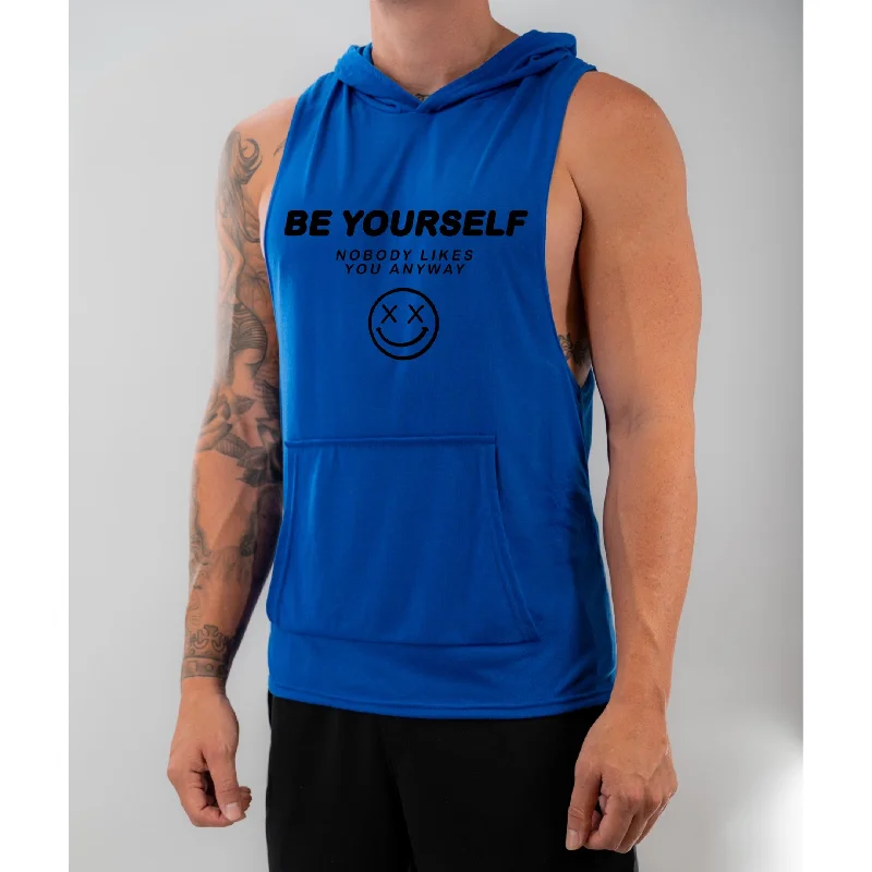 Salty Savage Unisex “BE YOURSELF” Sleeveless Racerback Muscle Tank Hoodie