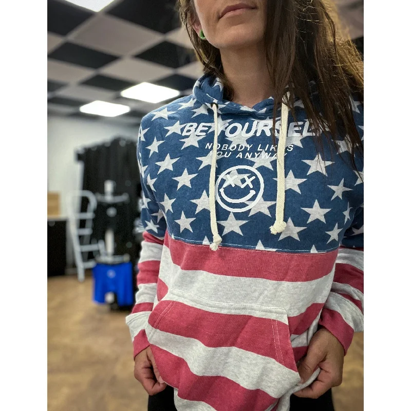 Salty Savage Unisex "Be Yourself" Stars and Stripes Lounge Hoodie | American Flag