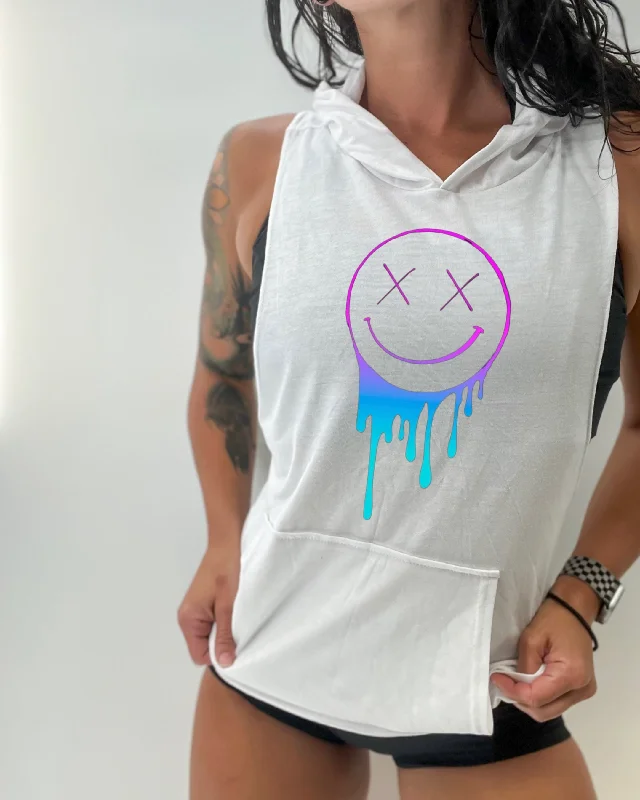 Salty Savage Unisex “Gradient Drip OG Smile” Sleeveless Muscle Tank Hoodie