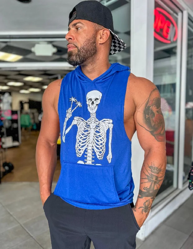 Salty Savage Unisex "Peace Skeleton" Sleeveless Racerback Muscle Tank Hoodie