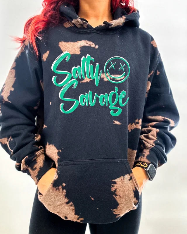 Salty Savage Unisex "Signature" Classic Hoodie | Bleach Washed Seafoam