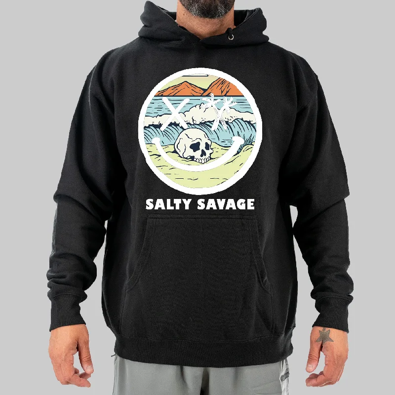 Salty Savage Unisex "Spliced Smile Beach Skull" Hoodie