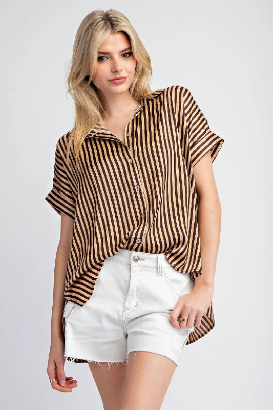 A Grand Gesture Stripped Short Sleeve Top