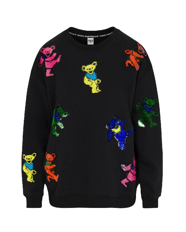 Grateful Dead Dancing Bears Sequin Relaxed Sweatshirt - Black