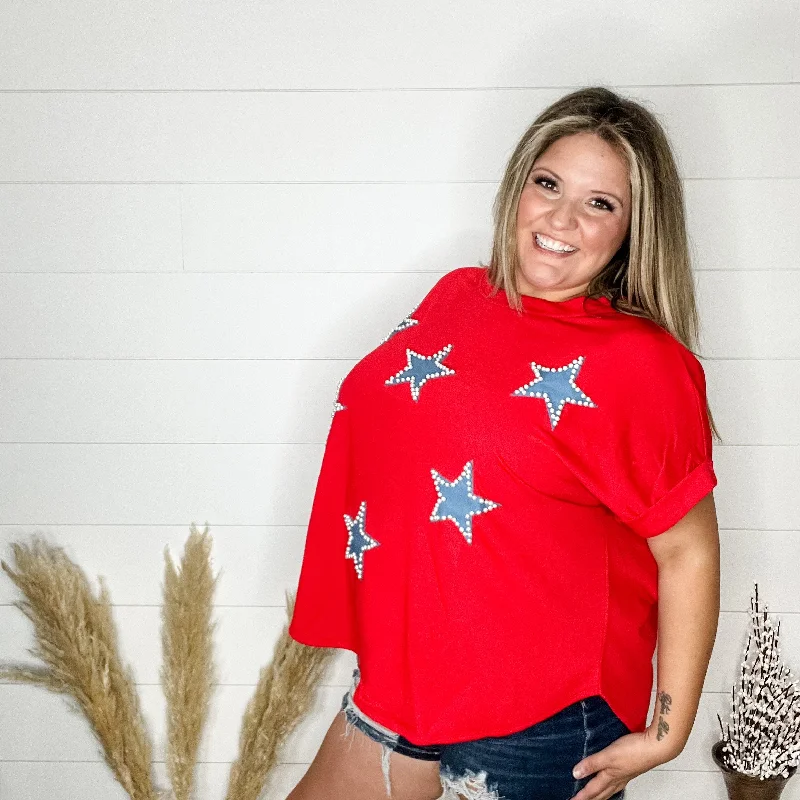 "Reach For The" Stars and Pearl Embellished Short Sleeve