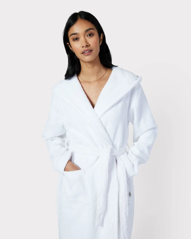 Towelling Dressing Gown - White